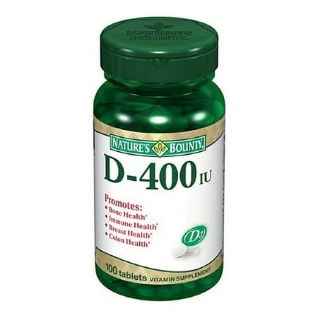 Vitamin D-400 I.U. Vitamin Supplement Tablets, By Natures Bounty - 100 Tablets, 2 Pack