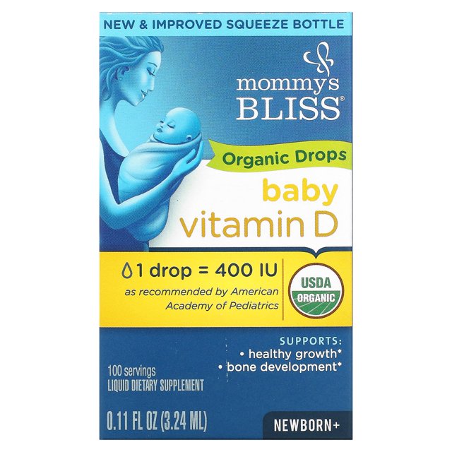 Vitamin D, Organic Drops, Newborn +, 0.11 fl oz (3.24 ml), Mommy's