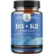 Vitamin D Supplement - Vitamin D3 with K2 MK7 Chewable Tablets 2000IU per Serving - Nature's Craft Vitamin D3 + K2 for Immune Support & Bone Health