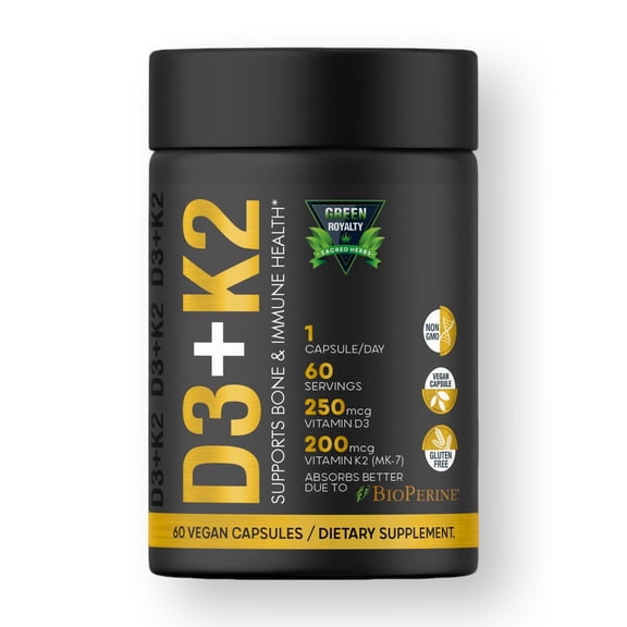 Vitamin D3 10000 IU + K2 200mcg Soft-Gels | 2-in-1 D3+K2| Infused with Virgin Coconut Oil, Supplement for Immune, Heart, Joint, Teeth & Bone Health - 60 Easy-to-Swallow Capsules