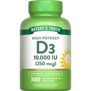 Vitamin D3 10000 IU Softgels | 300 Count | Extra Strength | Non-GMO & Gluten Free Supplement | by Natures Truth