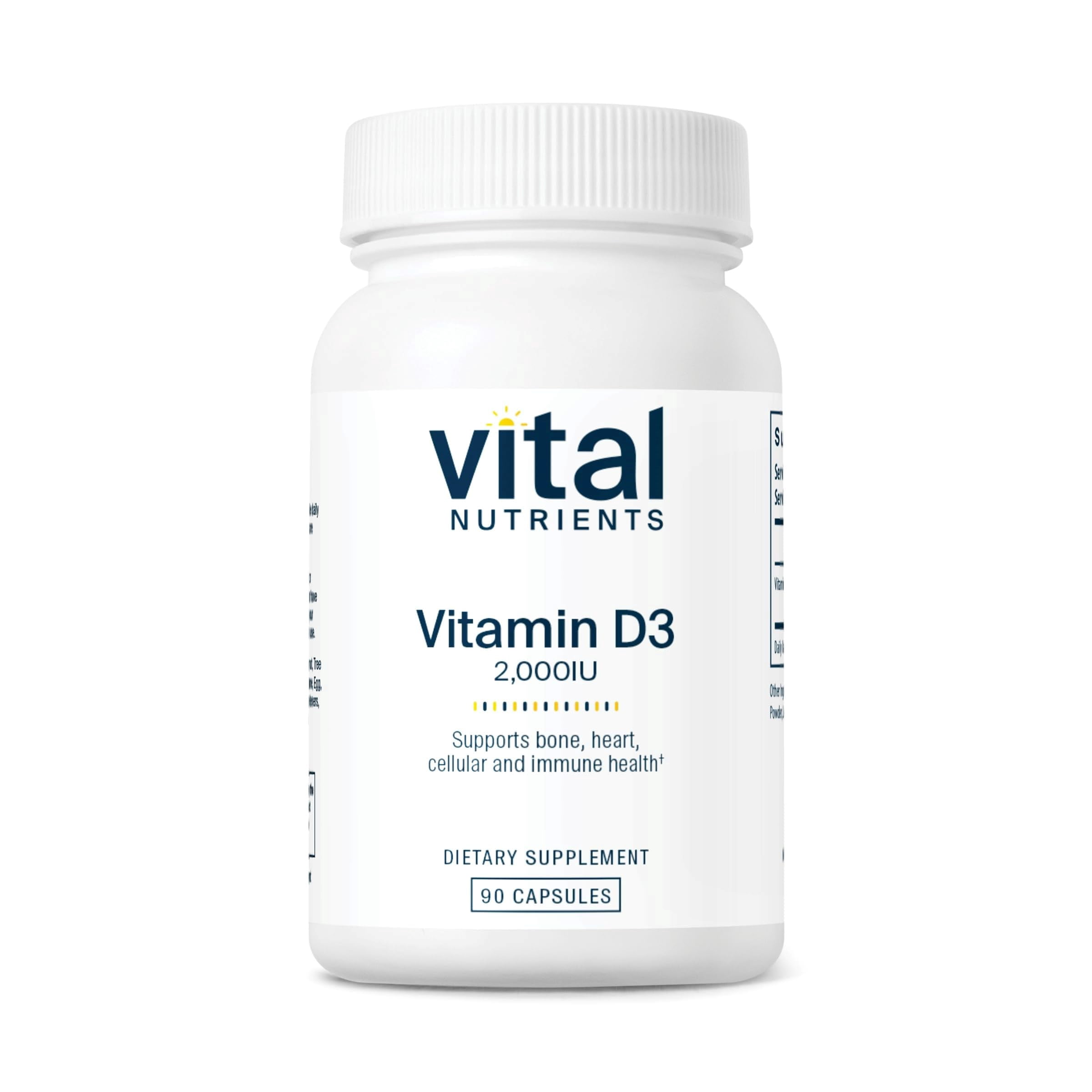 Vital Nutrients Vitamin D 2000 IU | Vitamin D3 Supplement | Healthy Bones, Teeth, Muscles| Cellular & Immune Function | Calcium Absorption | Gluten, Dairy and Soy Free | 90 Capsules