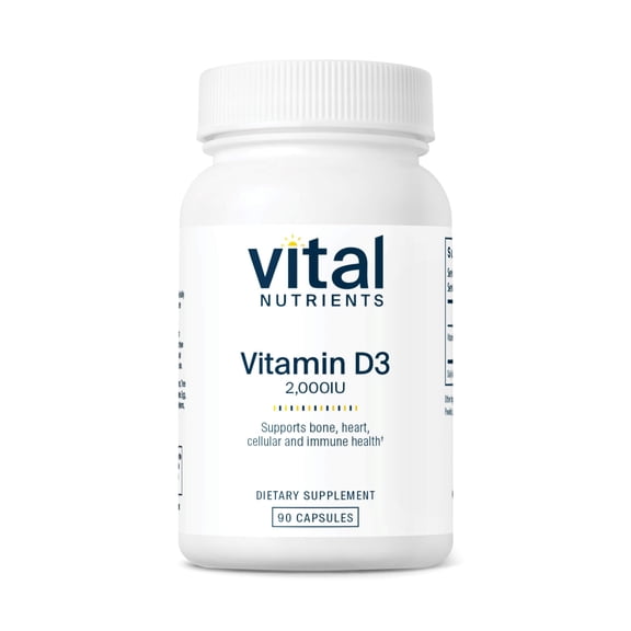 Vital Nutrients Vitamin D 2000 IU | Vitamin D3 Supplement | Healthy Bones, Teeth, Muscles| Cellular & Immune Function | Calcium Absorption | Gluten, Dairy and Soy Free | 90 Capsules