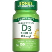 Vitamin D3 2000 IU | 150 Softgels | High Potency | For Men and Women | by Natures Truth