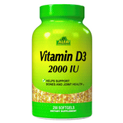 Vitamin D3 2000 IU by Alfa Vitamins - Immune Boost - Healthy Joints & Bones - 250 Softgels