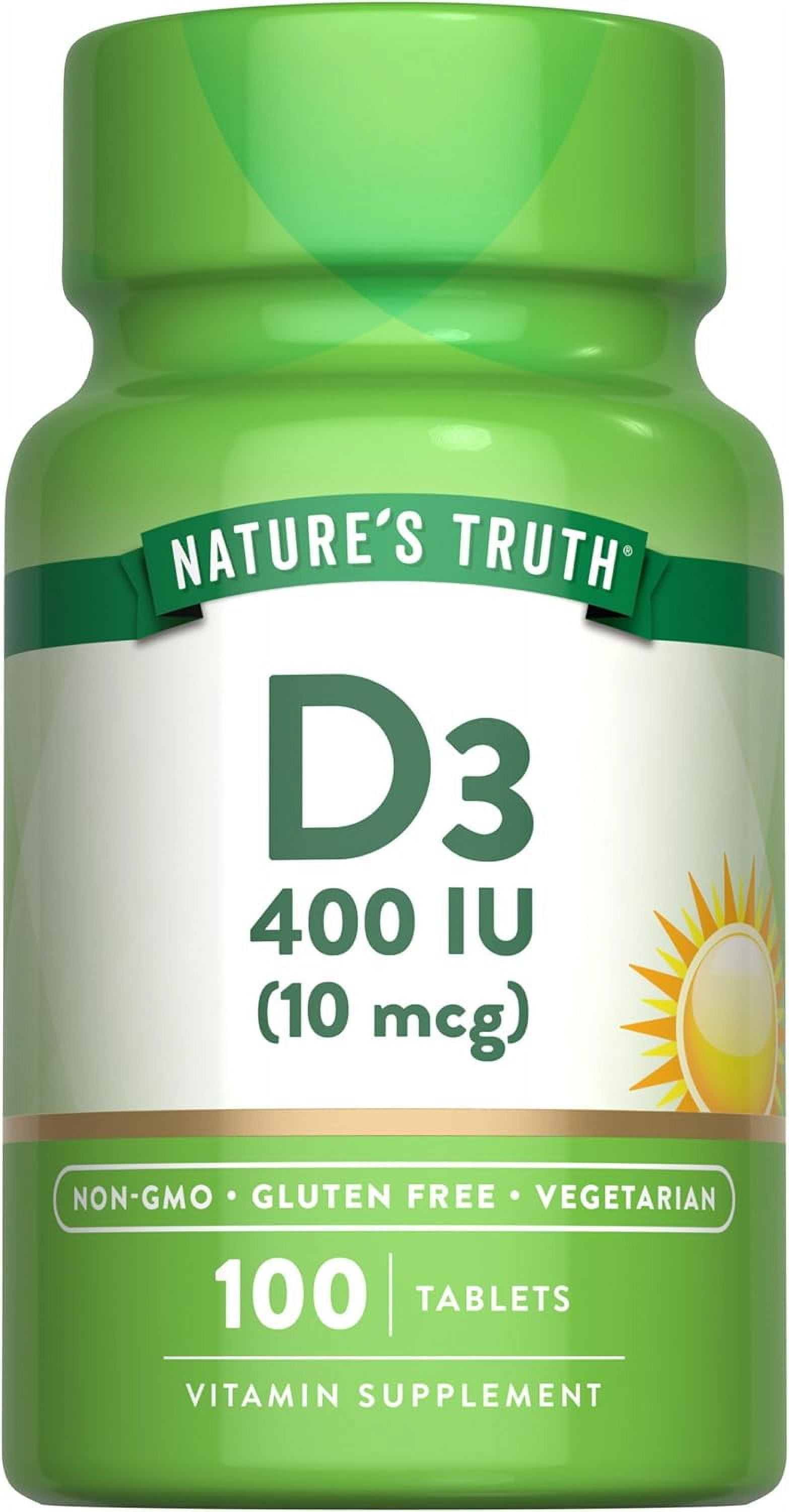 Nature's Truth Vitamin D3 400 IU Vegetarian Tablets for Men and Women ...