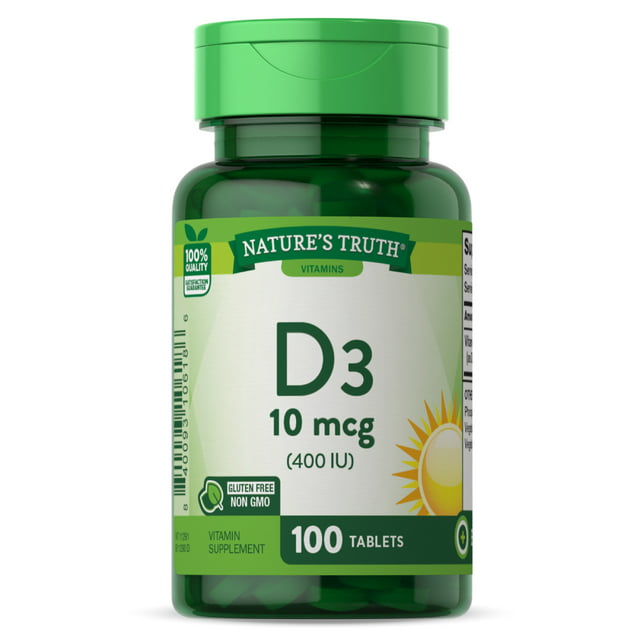 Vitamin D3 400 iu (10 mcg) | 100 Tablets | Vegetarian, Non-GMO, Gluten ...