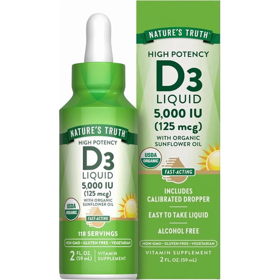 Vitamin D3 5000 IU | 2 fl oz Liquid | For Men and Women | by Nature's Truth