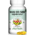 thumbnail image 1 of Maxi Health Vitamin D3 5000 IU – 125 mcg Softgels – Immune & Bone Support Supplement – 180 Count, 1 of 8