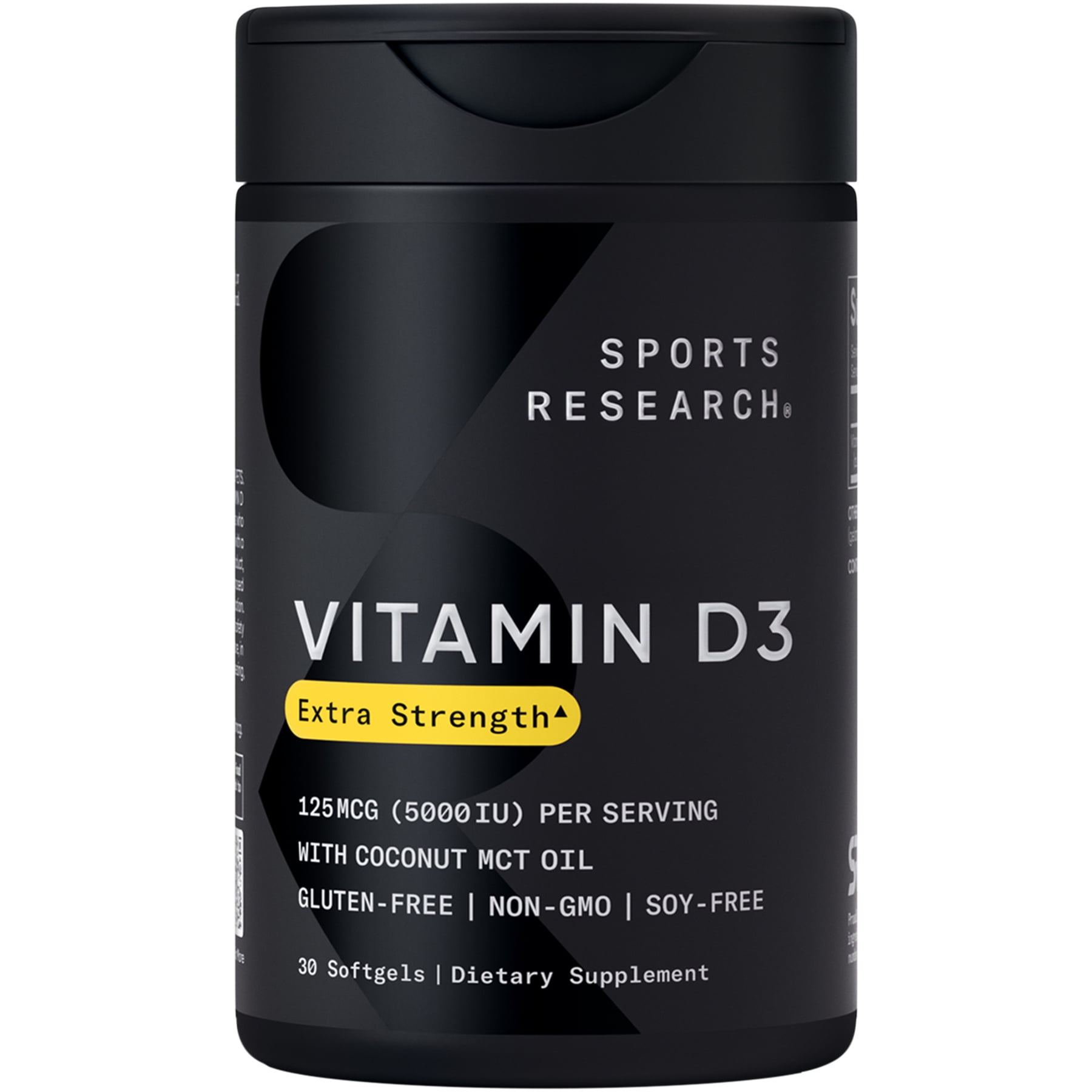 Sports Research Vitamin D3 5000 IU with Coconut MCT Oil - High Potency Vitamin D Supplement (30 Softgels)