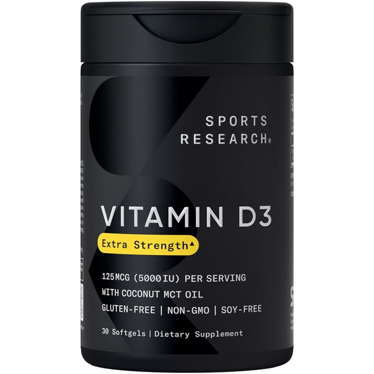 Sports Research Vitamin D3 5000 IU with Coconut MCT Oil Softgels