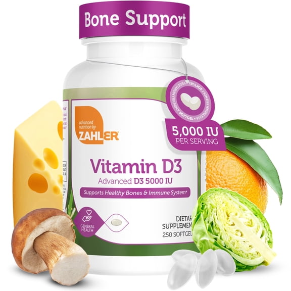 Zahler Vitamin D3 5,000 IU Softgels, 250 Count, Advanced D3 Formula for Immune Support and Bone Health, High Potency Vitamin Supplement