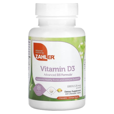 Zahler Vitamin D3 Orange Chewable Tablets 1,000 IU, 120 Count, Immune Support, Bone Health, Advanced D3 Vitamin Supplement