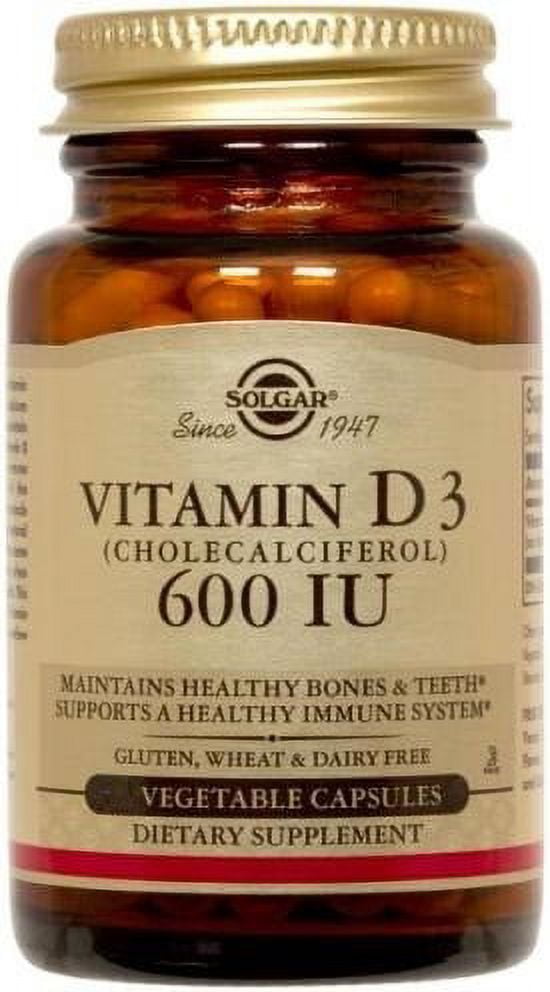 Vitamin D3 (Cholecalciferol), 15 mcg (600 IU), 120 Vegetable Capsules, Solgar