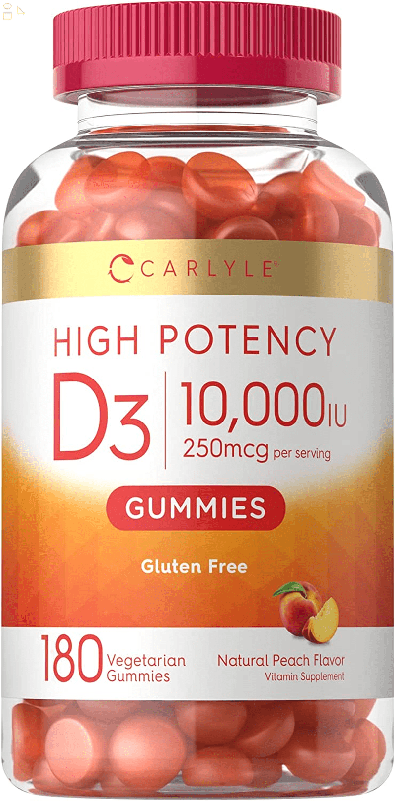 Vitamin D3 Gummies 10,000 Iu 180 Count Vegetarian, NonGmo, and