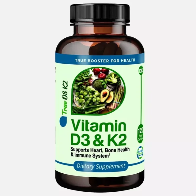 Vitamin D3 K2 5000 IU 125 Mcg 120 Veggie Capsules