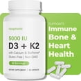 thumbnail image 1 of Noophoric Vitamin D3 K2 5000 IU Supplement with Calcium, BioPerine - Non-GMO, 60 Capsules, 1 of 10