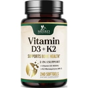 Vitamin D3 4000 IU 100mcg Per Serving - Extra Strength Vitamins D K2 2-in-1 for Bone, Heart, Muscle Support - Immune Support & Calcium Absorption with Olive Oil - Non-GMO USA Bottled - 240 Softgels