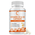 Vitamin D3 & K2 Capsules, 5000 IU Vitamin D3 & 120 mcg Vitamin K2 (MK7