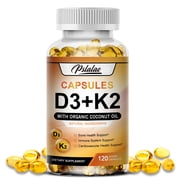 Vitamin D3 + K2 Capsules - Support Immune System Bones Healthy Heart - 120 Count