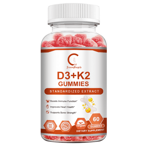 Vitamin D3 K2 Gummies Easy to Chew for Heart, Bone & Immune Support- 60 Ct by GPGP