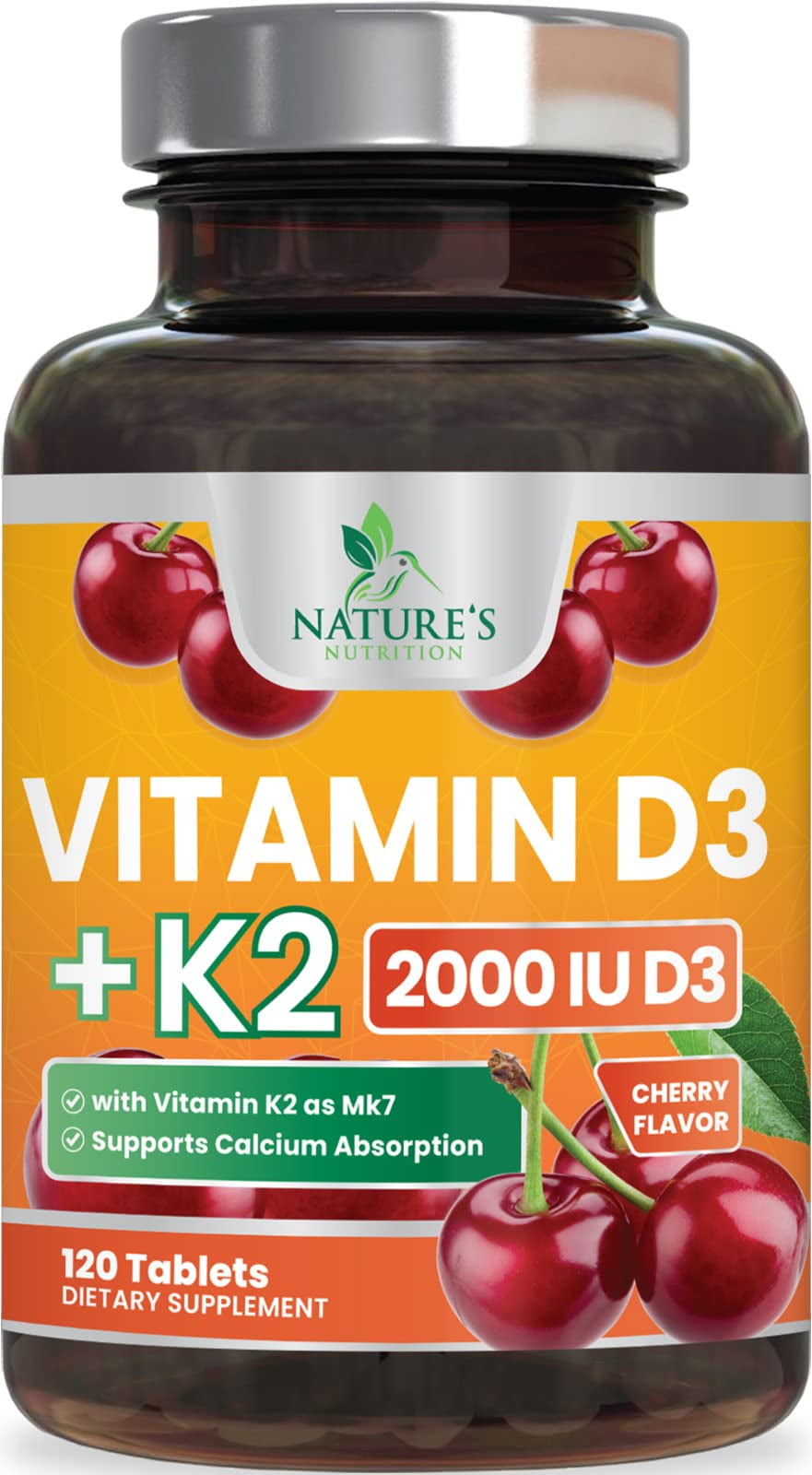 Vitamin D3 K2, Max Absorption 2000 IU (50 mcg) Vitamin D K2 MK7