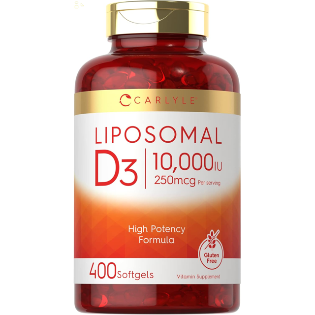Vitamin D3 Liposomal 10,000 Iu 400 Softgels NonGmo and Gluten