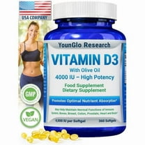 Vitamin D3 Supplement for Adult Men & Women, 4000 IU, 360 Softgels – by YounGlo Research