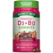 Vitamin D3 and B12 Gummies | 60 Count | Strawberry Flavor | by Nature's Truth