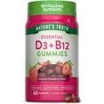 thumbnail image 1 of Vitamin D3 and B12 Gummies | 60 Count | Strawberry Flavor | by Nature's Truth, 1 of 7