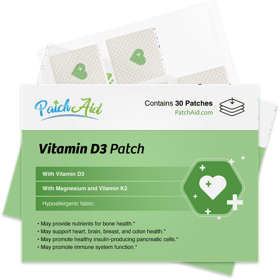 Vitamin D3 with K2 Vitamin Patch by PatchAid Size: 1-Month Supply