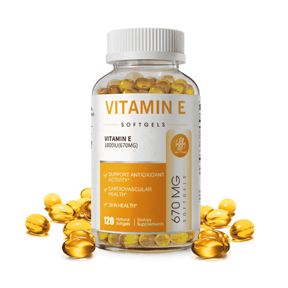 Vitamin E 1000 IU Softgels, Natural Antioxidant, Skin & Immune System Support - Naturally-Sourced Vitamin E - Gluten Free, Dairy Free - 120 Ct