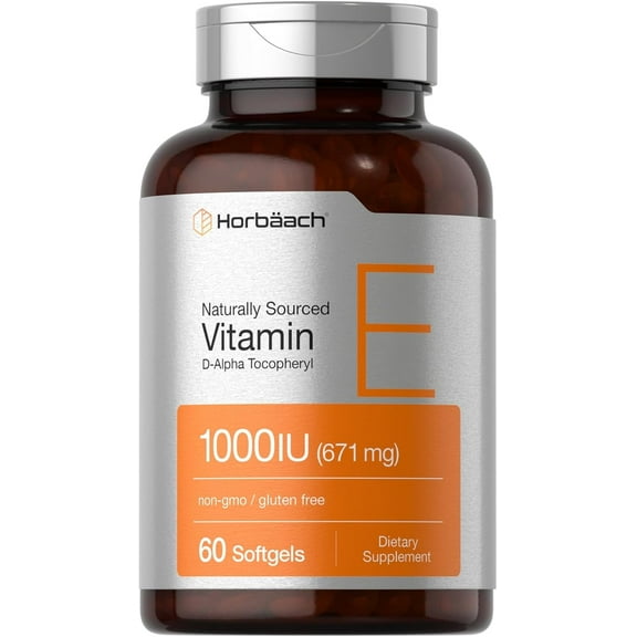 Vitamin E 1000 iu Softgels | 671mg | 60 Count | D-Alpha Tocopherol | by Horbach