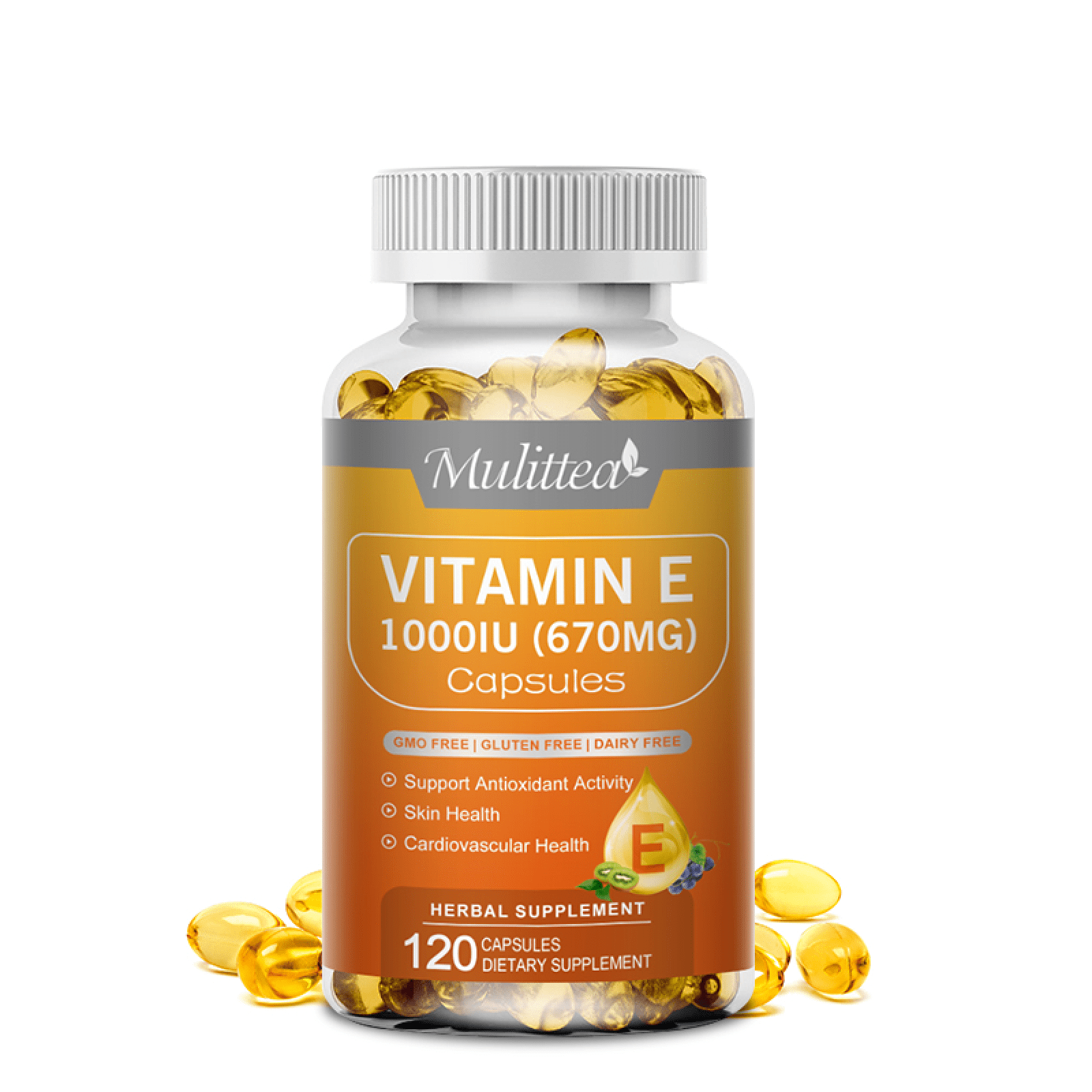 Vitamin E 1000IU 670MG Capsules(d-Alpha Tocopherol),Support Antioxidant & Immune,120 Ct