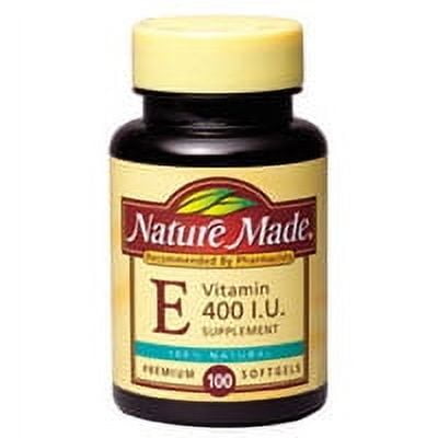 Vitamin E 400 I.U. 100% Natural Supplement Softgels, By Nature Made - 100 Ea, 6 Pack