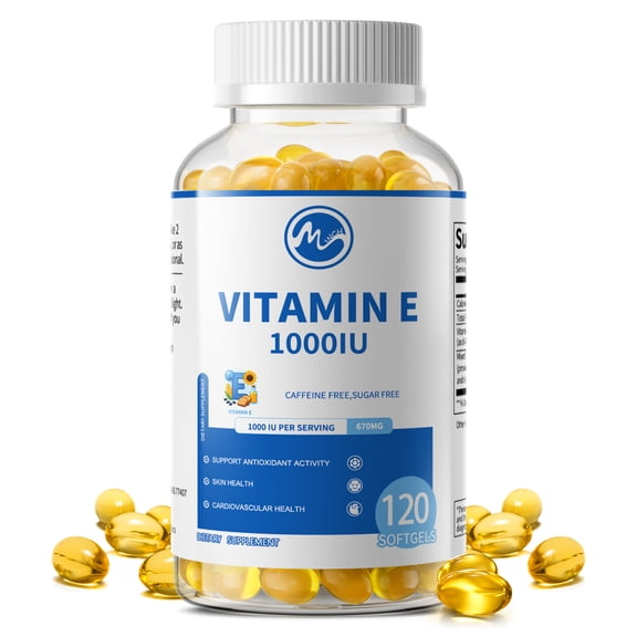 Vitamin E 670 mg (1000 IU) dl-Alpha Softgels, 120 Count for Antioxidant Support, Health & Immune System