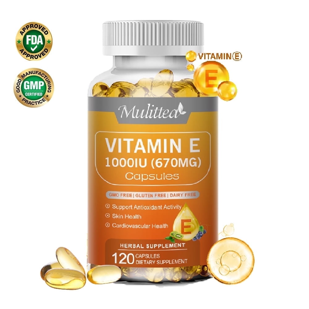 Vitamin E 670mg (1000 iu ) dl-Alpha, Dietary Supplement for Skin Antioxidant Support & Immune System, 120 Softgels