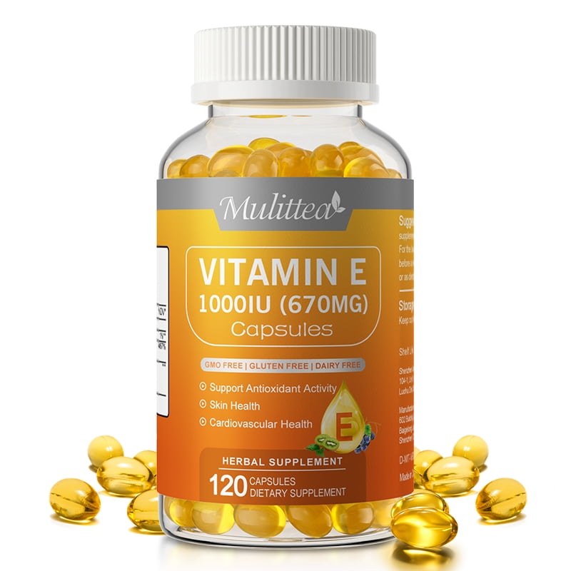 Vitamin E 670mg (1000 iu ) dl-Alpha, Dietary Supplement for Skin Antioxidant Support & Immune System, 120 Softgels