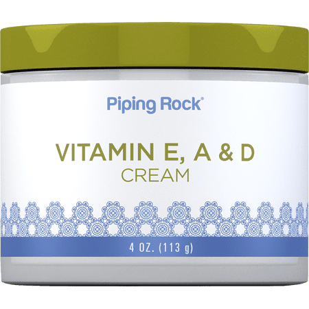 Vitamin E, A & D Cream | 4 Ounces | Moisturizing for Face and Body | by Piping Rock