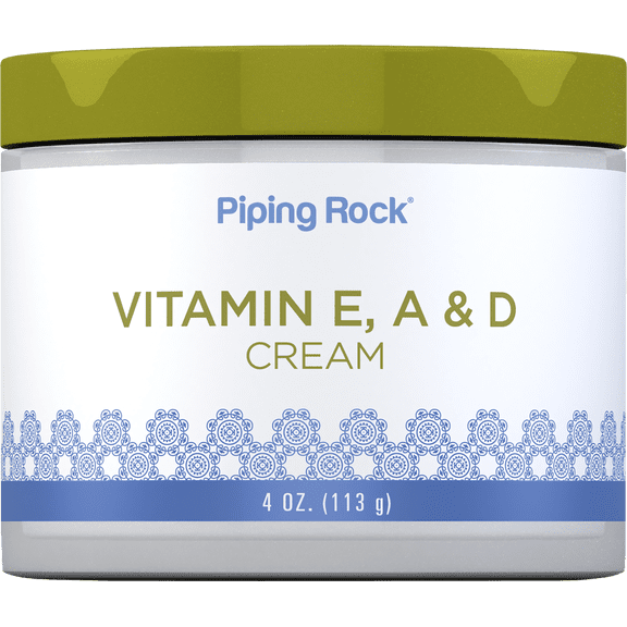 Vitamin E, A & D Cream | 4 Ounces | Moisturizing for Face and Body | by Piping Rock