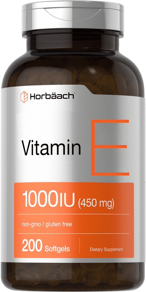 Vitamin E Capsules 1000 IU | 200 Softgels | Preservative Free | by Horbaach