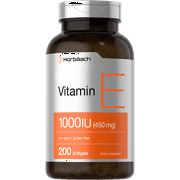 Vitamin E Capsules 1000 IU | 200 Softgels | Preservative Free | by Horbaach