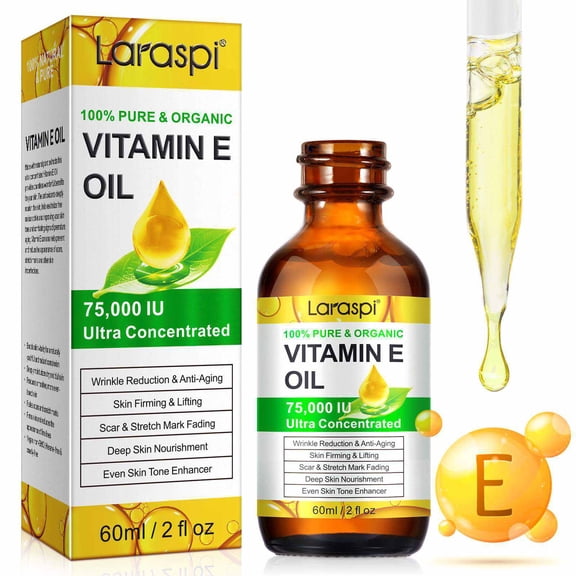 Vitamin E Oil 75,000 IU, 100% Pure Moisturizing Skin, Lightweight Hydrating Care, 60ml