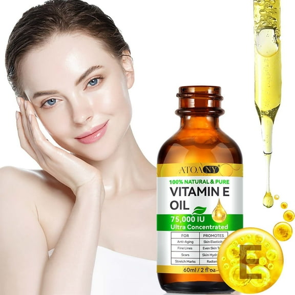 Vitamin E Oil for Scars, Organic, Repair Dry, Damaged Age Spots & Wrinkles. Boost Collagen for Moisturized, Youthful-looking Skin- 60ml