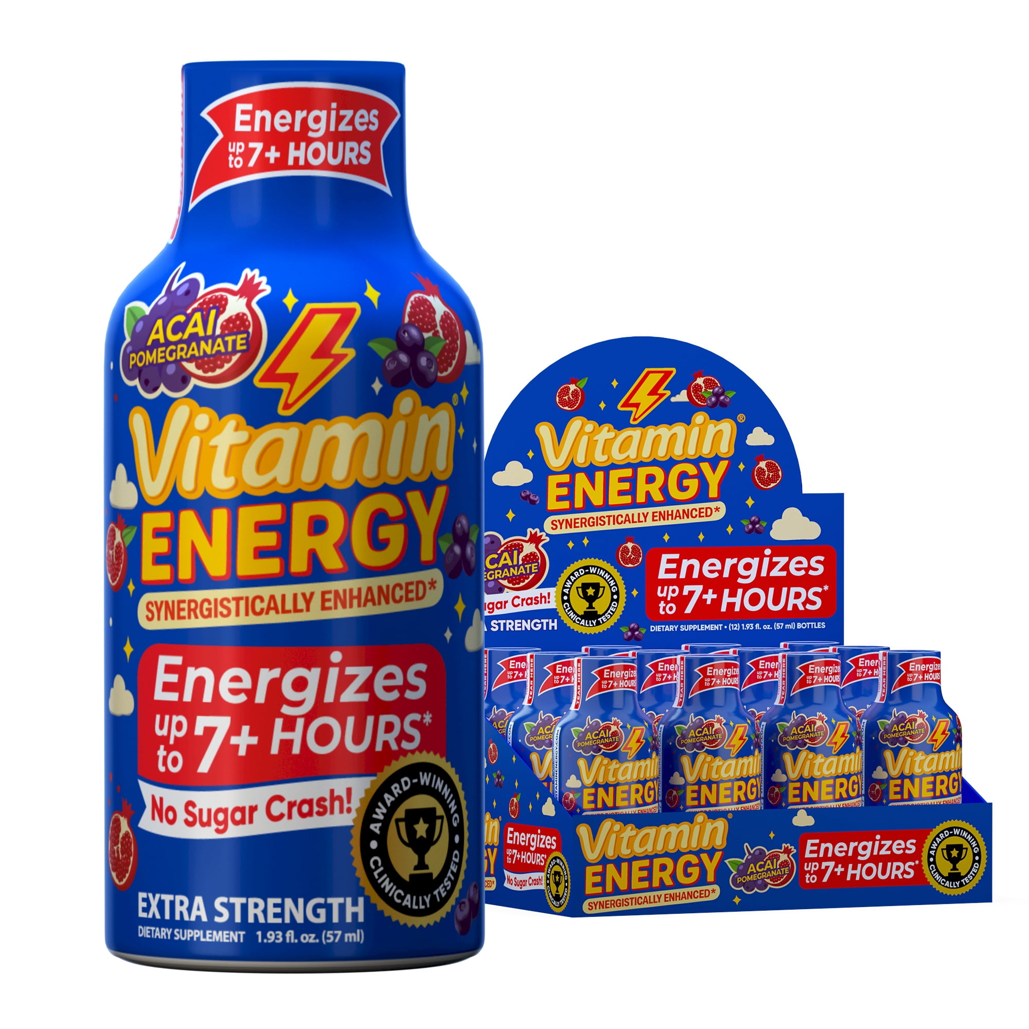 vitamin b6 b12 injections Vitamin Energy B12 Extra Strength Shot, Açaí Pomegranate, 12 Pack – 260mg  Natural Caffeine, 11,000% DV B12 & B6, Zero Sugar, 1.93 fl oz