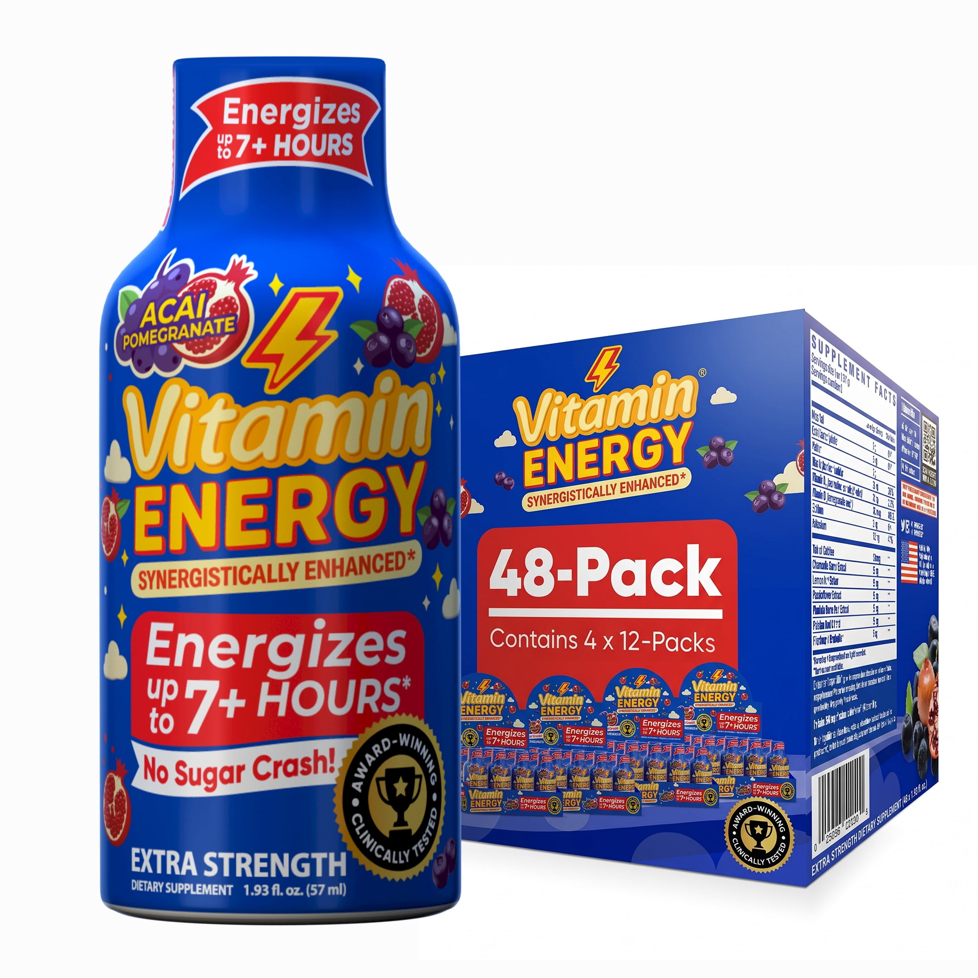 Vitamin Energy B12 Extra Strength Shot, Açaí Pomegranate, 48 Pack