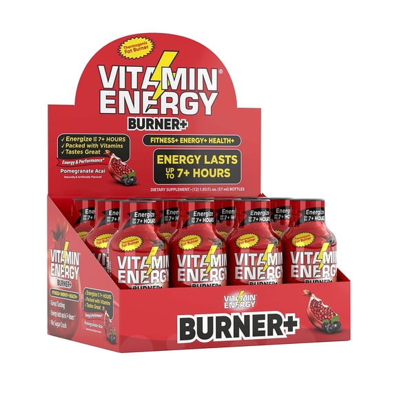 Vitamin Energy B+ Energy Drink Shot, Pomegranate Acai Flavor, 1.93 fl oz, 12 Count