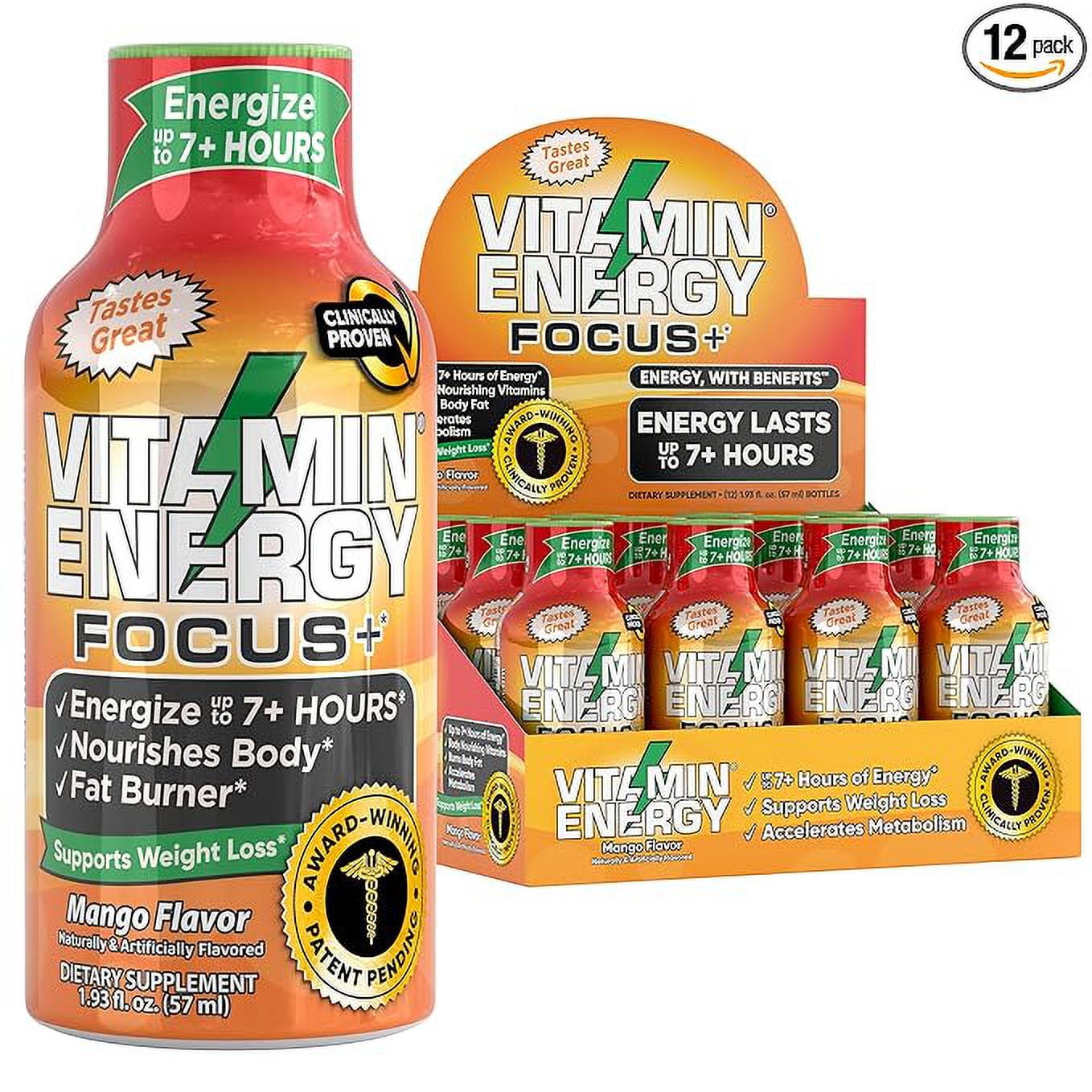 Vitamin Energy Focus+ Shots Natural Healthy Energy & Focus Drink