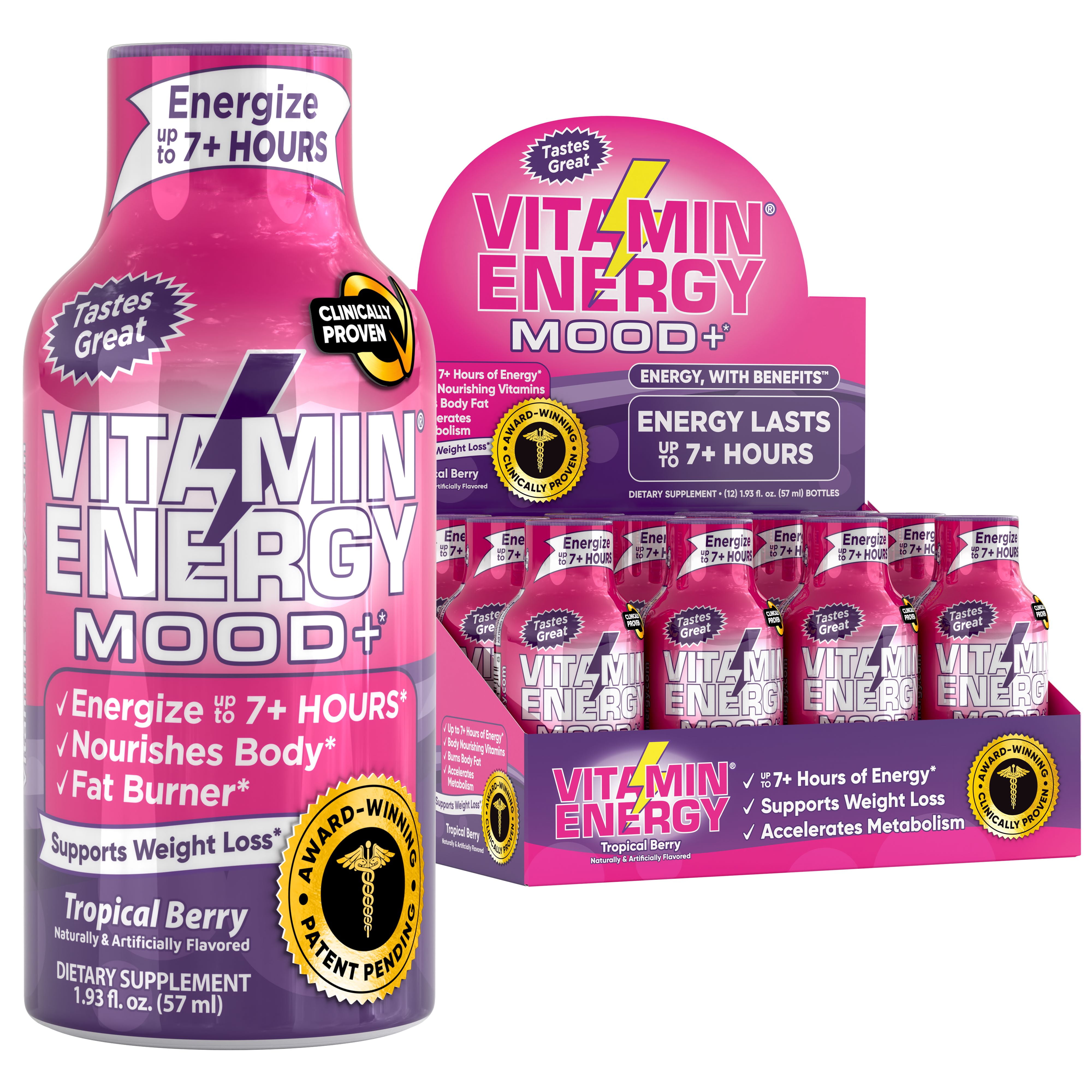 Vitamin Energy Mood+ Keto Energy Shots, Lasts up to 7+ Hours Tropical
