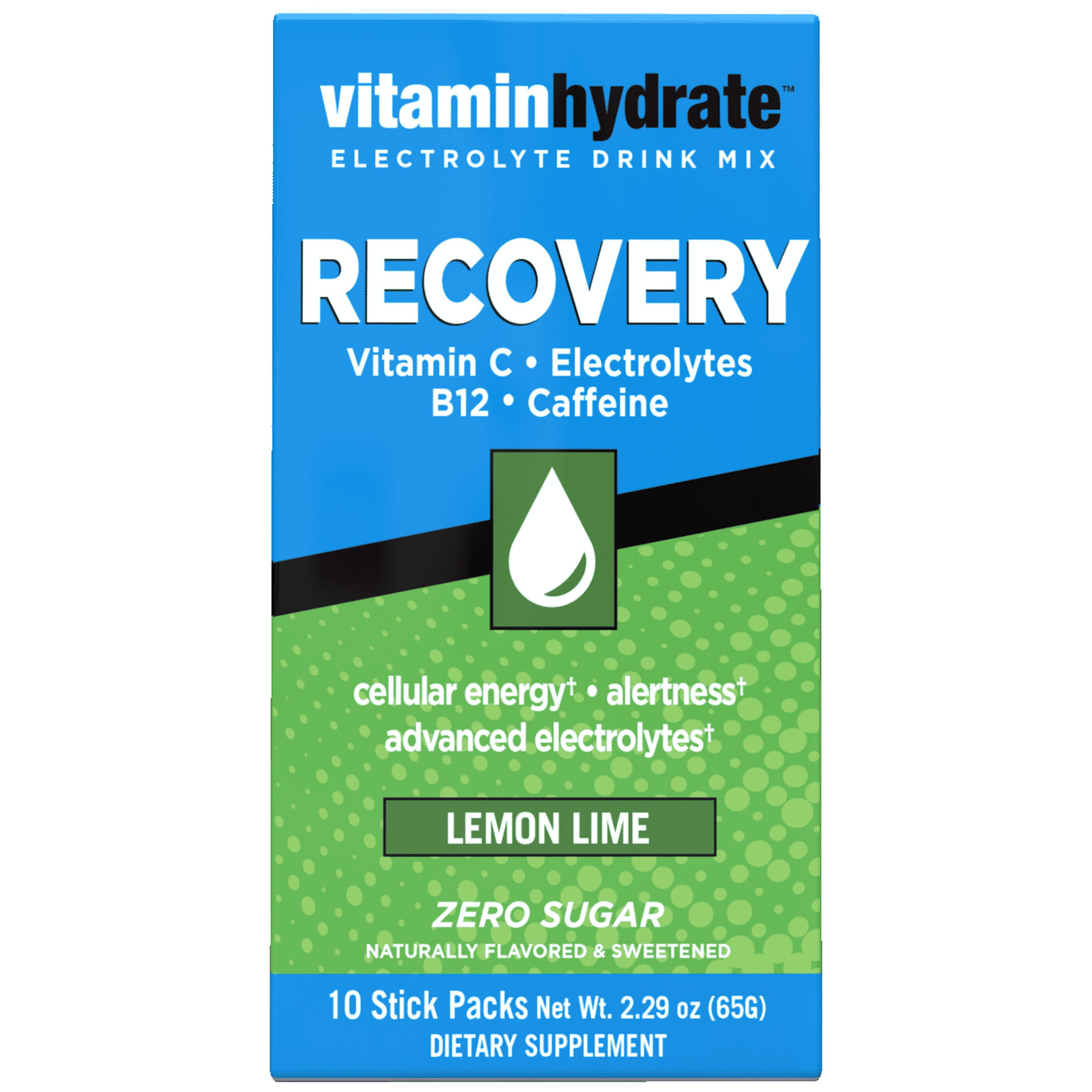 Vitamin Hydrate Electrolyte Drink Mix, Recovery, Lemon Lime, 10 Ct
